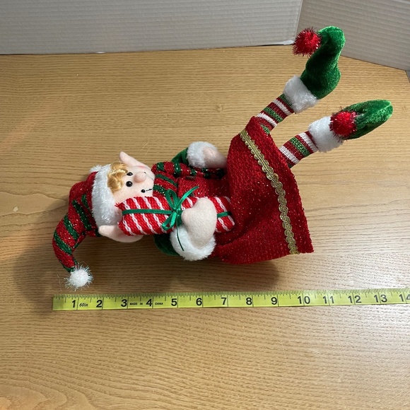 Christmas Elf Mantle Shelf Sitter Posable Legs Sequined Sparkle Adorable Face - Picture 9 of 9